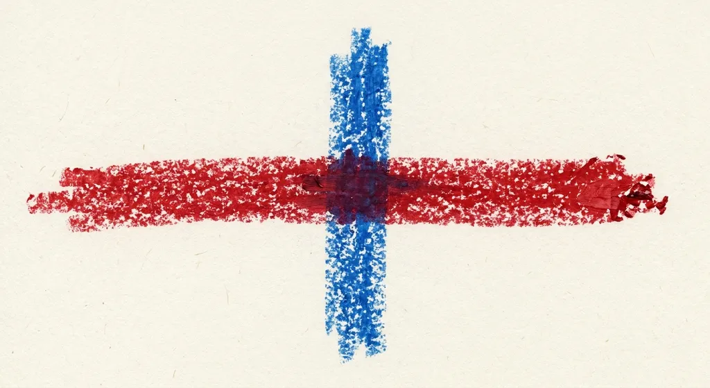 red stroke crossed by blue
