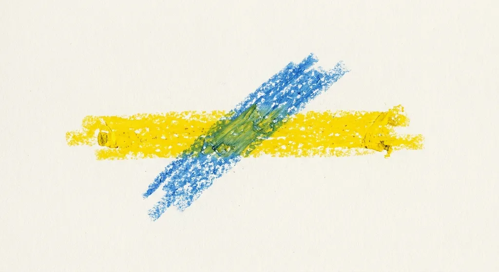yellow under blue → green