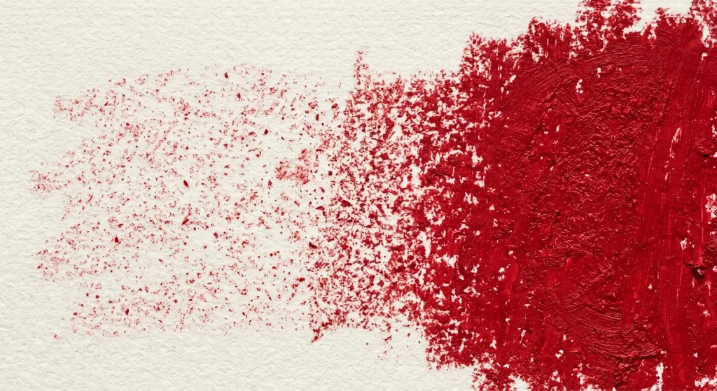 macro: thin dusting vs heavy wax (red)
