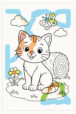 the child's drawing, coloring-magic__cat__tall