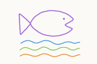 the child's drawing, line__fish__wide