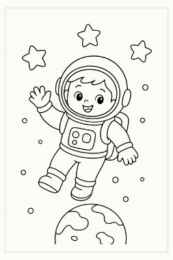 the child's drawing, coloring-outline__astronaut__tall