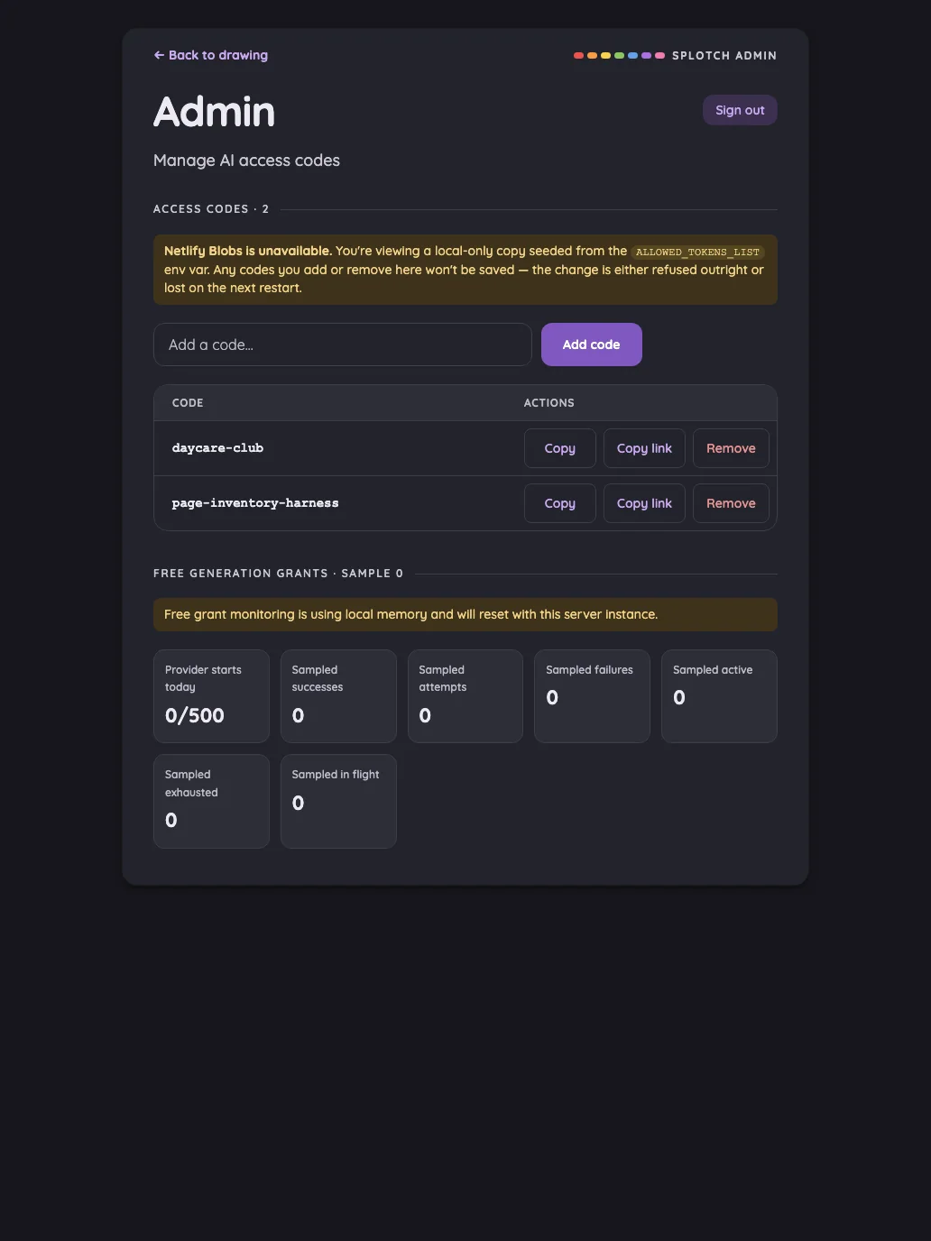 Admin · authenticated in night mode at iPad Pro 13-inch (M4) in portrait