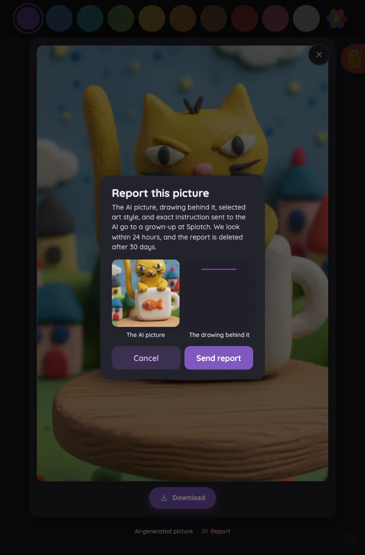 AI result · report confirmation in night mode at iPad mini 7th Gen (2024) in portrait