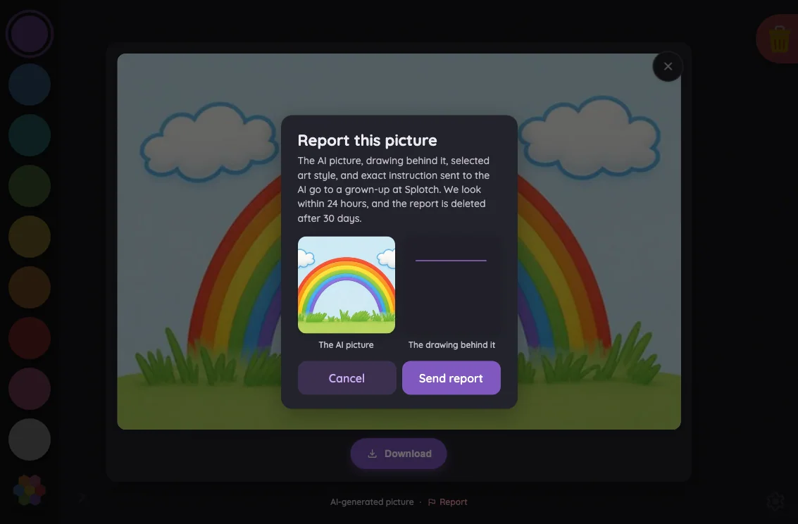 AI result · report confirmation in night mode at iPad mini 7th Gen (2024) in landscape