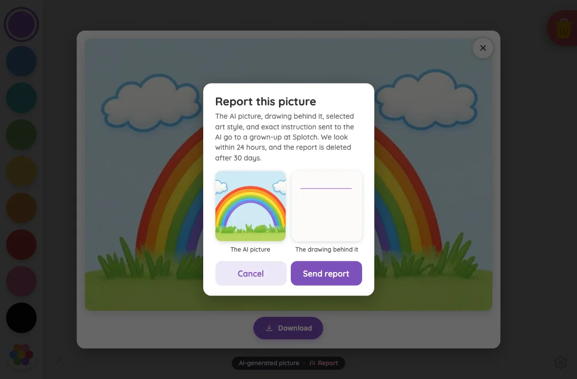 AI result · report confirmation in light mode at iPad mini 7th Gen (2024) in landscape