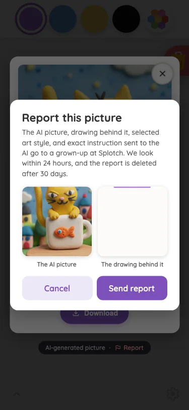 AI result · report confirmation in light mode at iPhone 13 mini in portrait