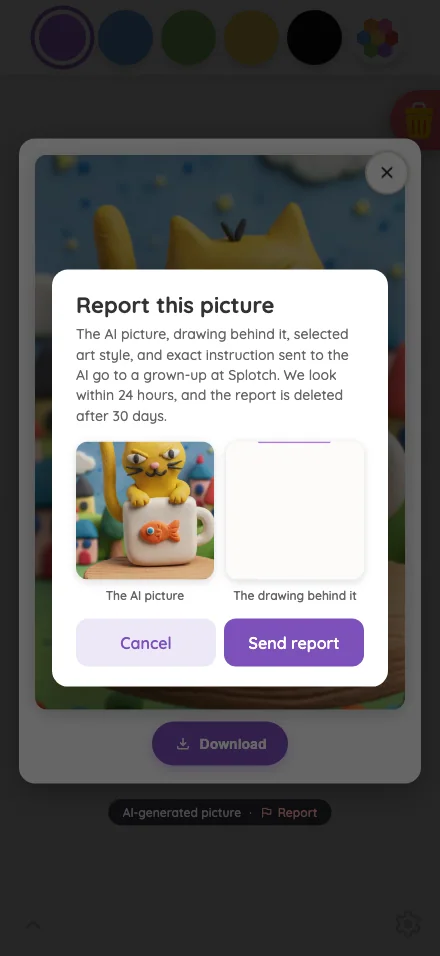 AI result · report confirmation in light mode at iPhone 16 Pro Max in portrait