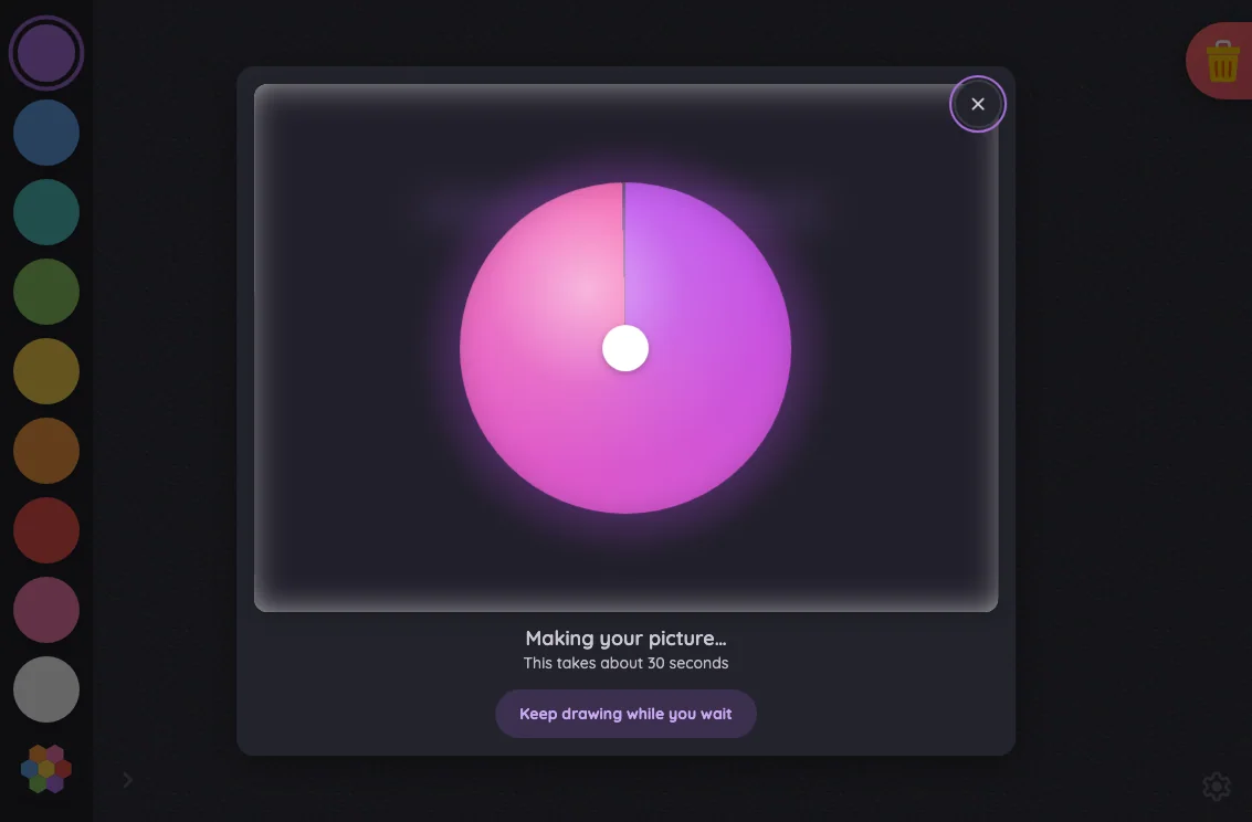 AI result · generating in night mode at iPad mini 7th Gen (2024) in landscape
