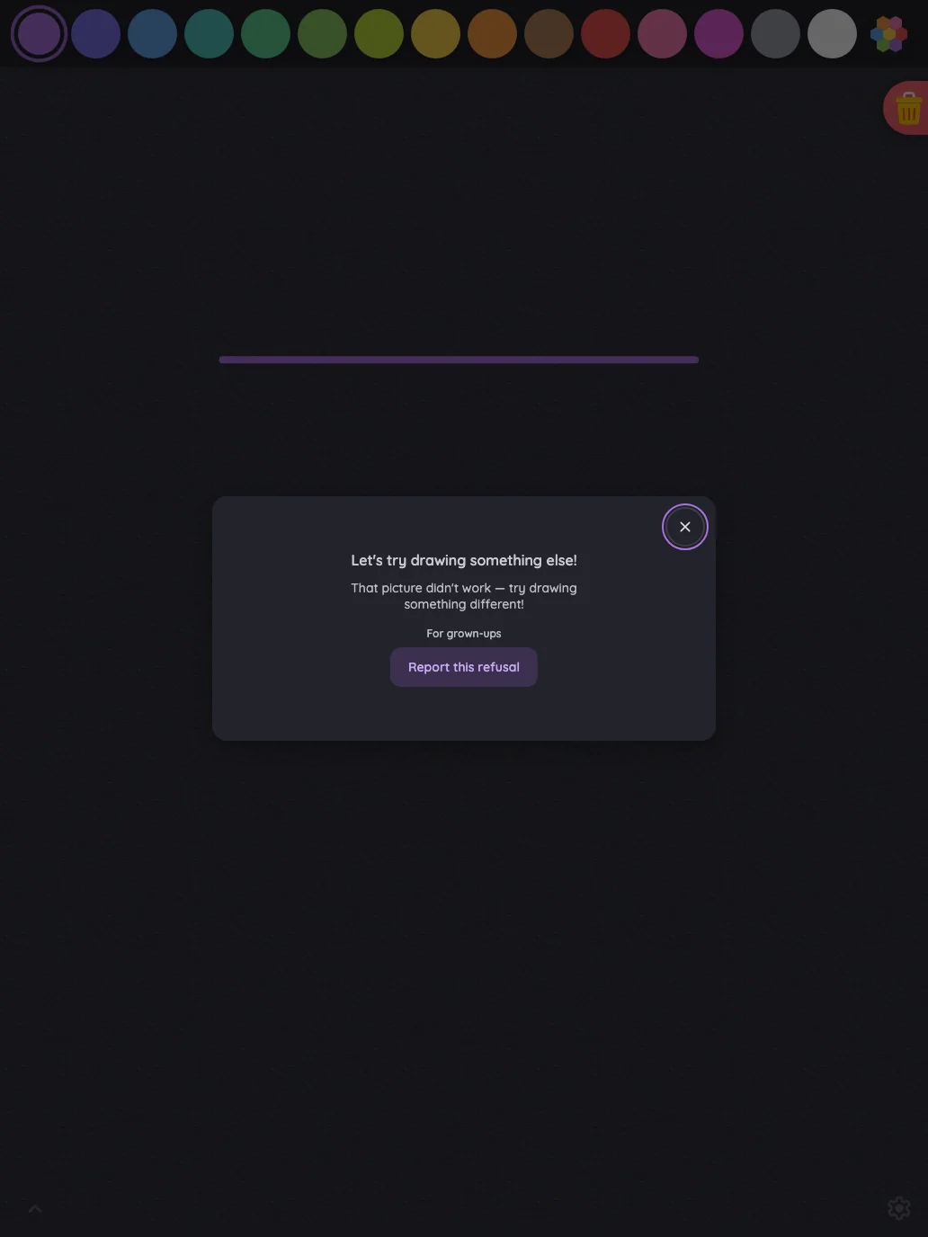 AI result · safety refusal in night mode at iPad Pro 13-inch (M4) in portrait