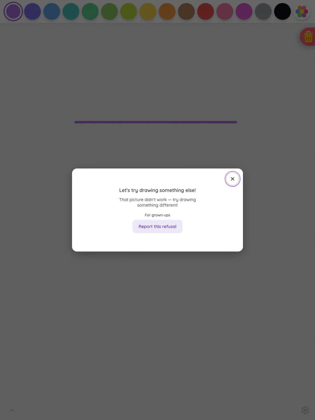 AI result · safety refusal in light mode at iPad Pro 13-inch (M4) in portrait