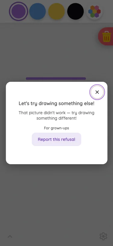 AI result · safety refusal in light mode at iPhone 13 mini in portrait