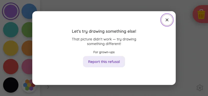 AI result · safety refusal in light mode at iPhone 13 mini in landscape