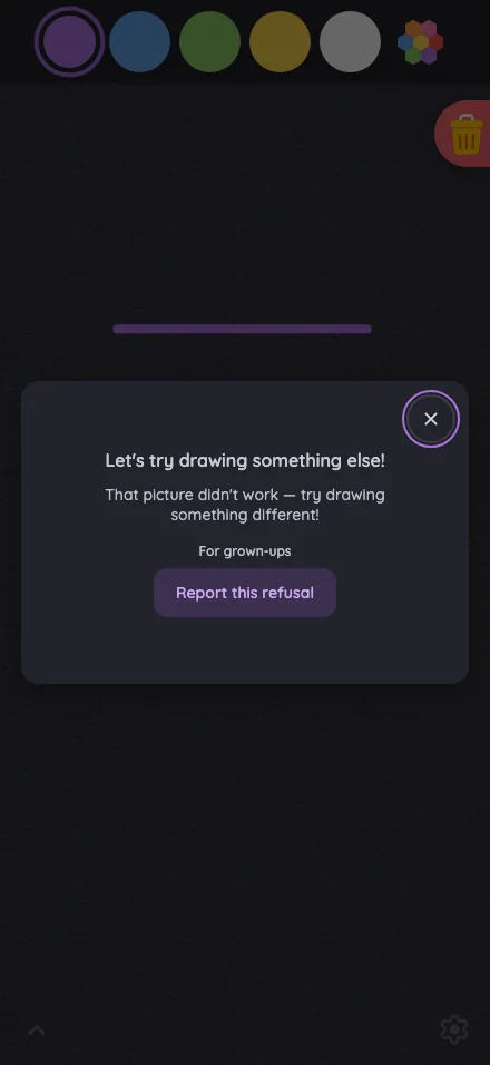 AI result · safety refusal in night mode at iPhone 16 Pro Max in portrait
