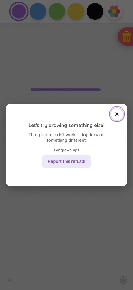 AI result · safety refusal in light mode at iPhone 16 Pro Max in portrait