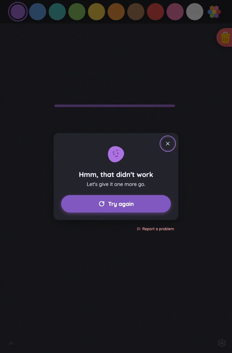 AI result · server error in night mode at iPad mini 7th Gen (2024) in portrait