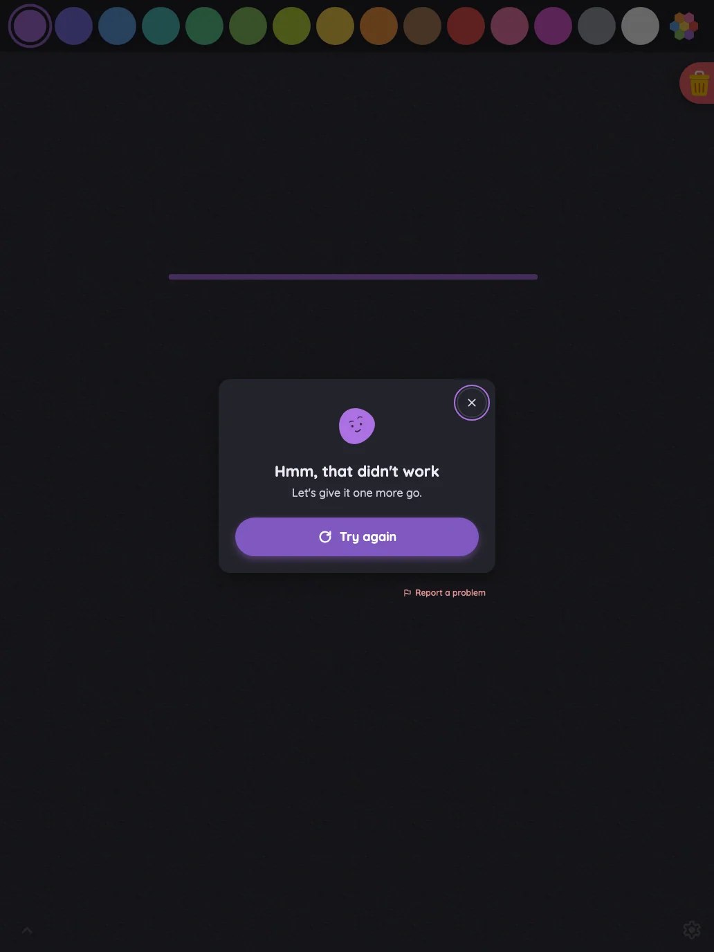 AI result · server error in night mode at iPad Pro 13-inch (M4) in portrait