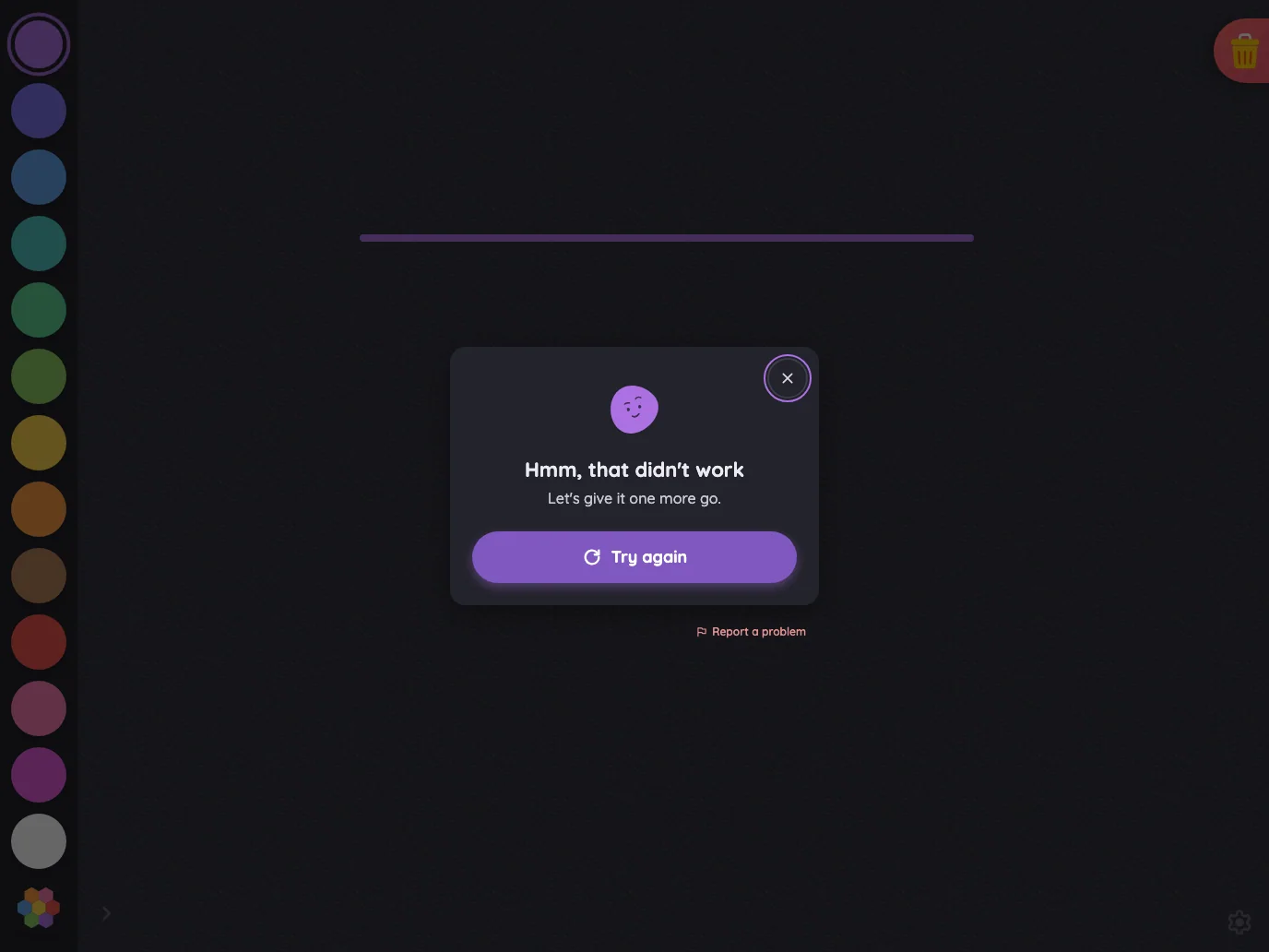 AI result · server error in night mode at iPad Pro 13-inch (M4) in landscape