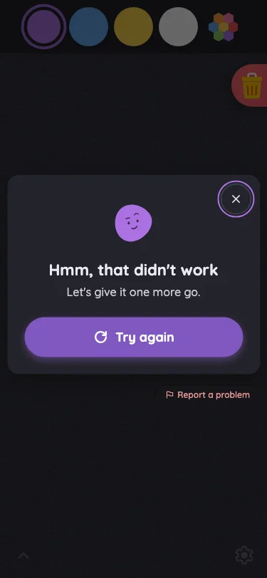AI result · server error in night mode at iPhone 13 mini in portrait