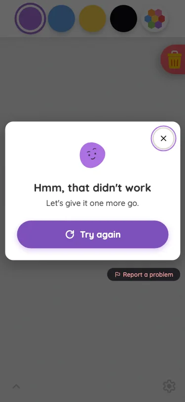 AI result · server error in light mode at iPhone 13 mini in portrait
