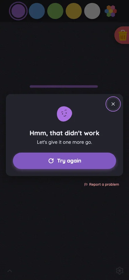 AI result · server error in night mode at iPhone 16 Pro Max in portrait
