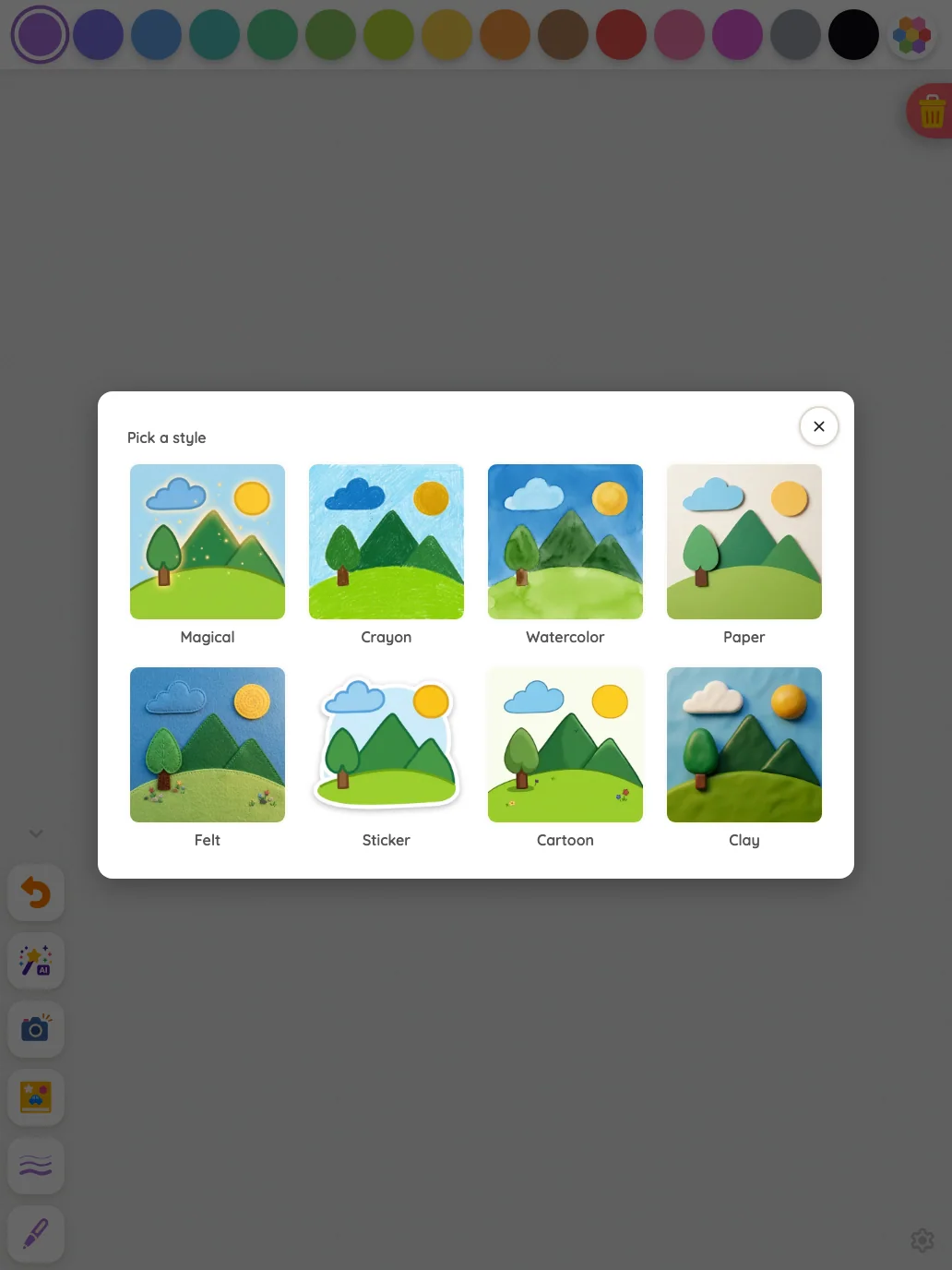 AI style picker in light mode at iPad Pro 13-inch (M4) in portrait
