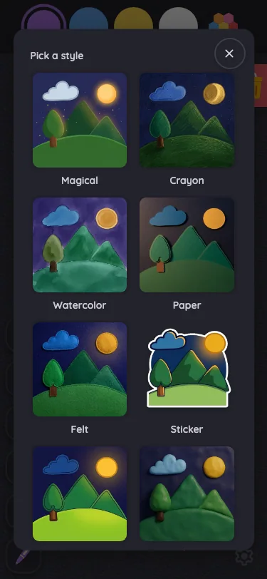 AI style picker in night mode at iPhone 13 mini in portrait