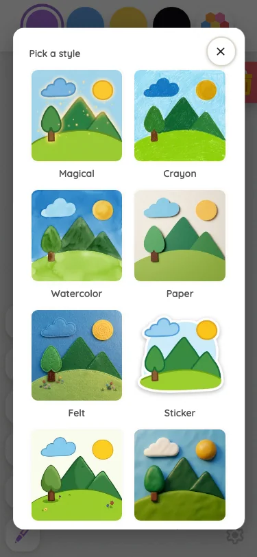AI style picker in light mode at iPhone 13 mini in portrait