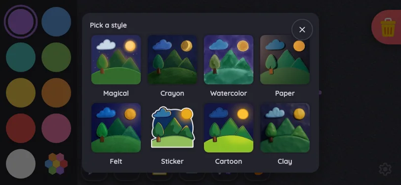 AI style picker in night mode at iPhone 13 mini in landscape