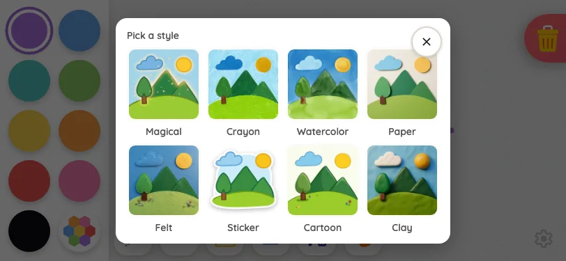 AI style picker in light mode at iPhone 13 mini in landscape
