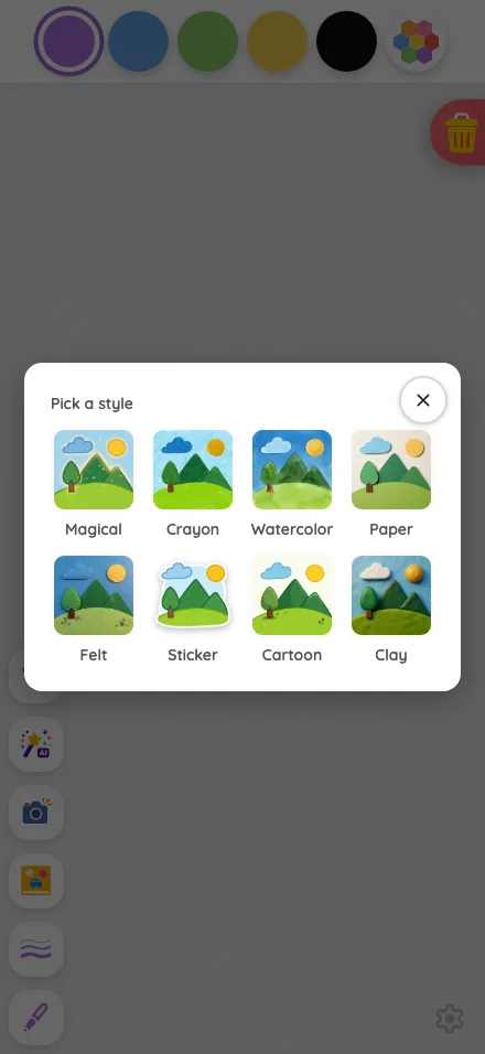 AI style picker in light mode at iPhone 16 Pro Max in portrait