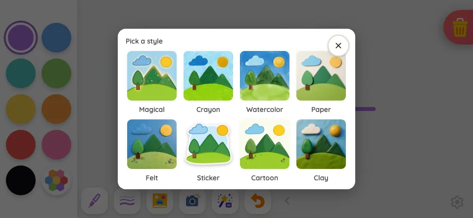 AI style picker in light mode at iPhone 16 Pro Max in landscape