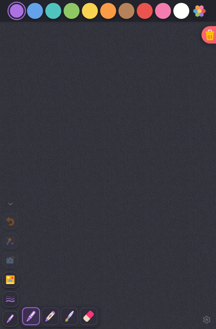 Brush menu in night mode at iPad mini 7th Gen (2024) in portrait