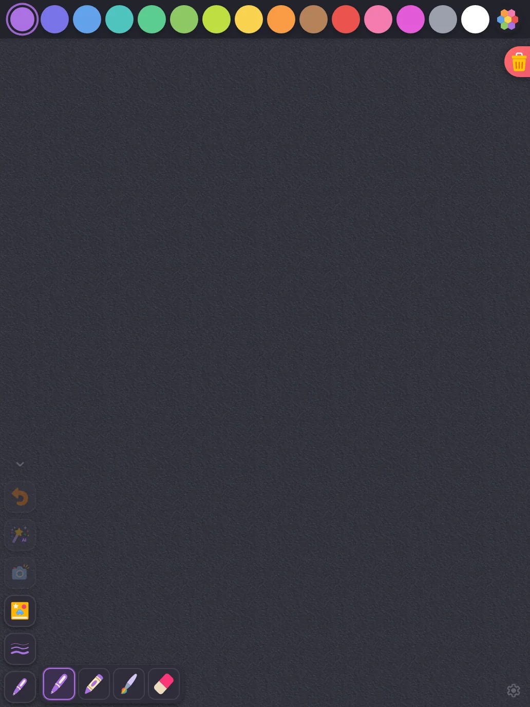 Brush menu in night mode at iPad Pro 13-inch (M4) in portrait