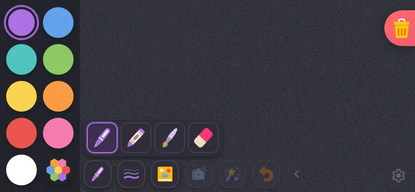 Brush menu in night mode at iPhone 13 mini in landscape