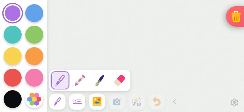 Brush menu in light mode at iPhone 13 mini in landscape