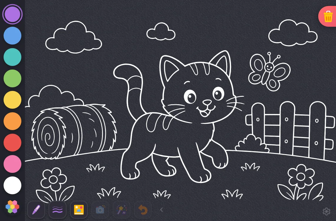 Coloring page · applied in night mode at iPad mini 7th Gen (2024) in landscape