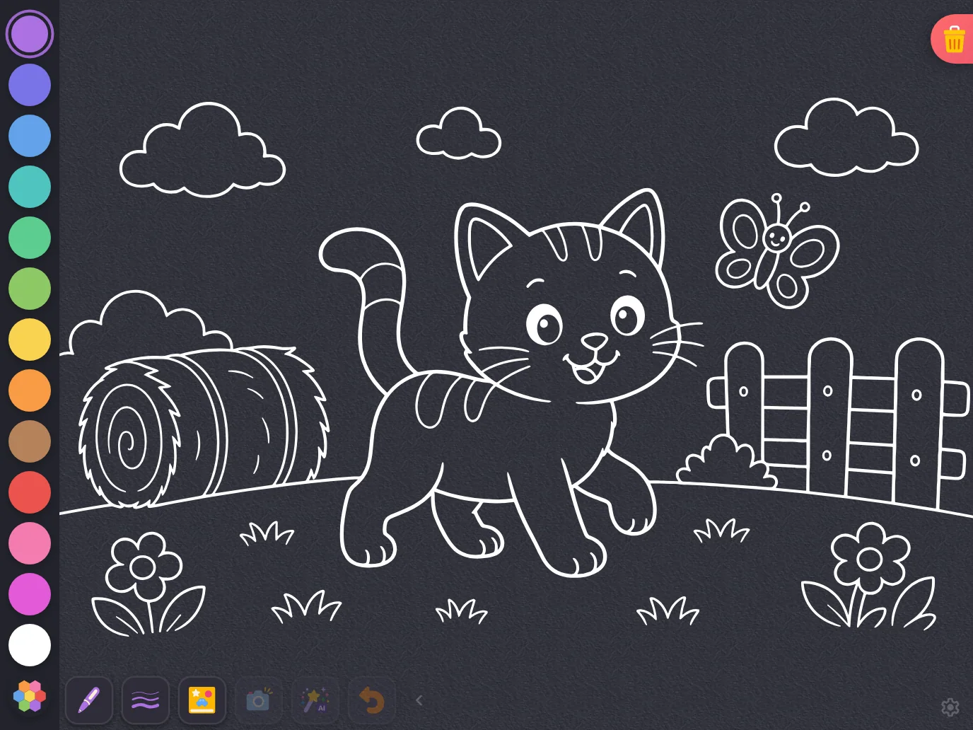 Coloring page · applied in night mode at iPad Pro 13-inch (M4) in landscape