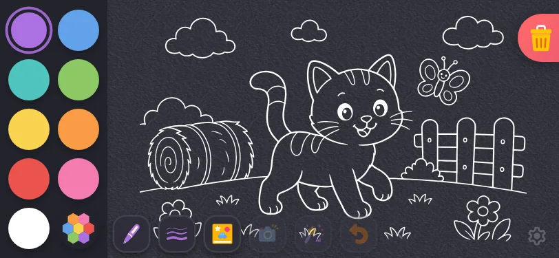 Coloring page · applied in night mode at iPhone 13 mini in landscape
