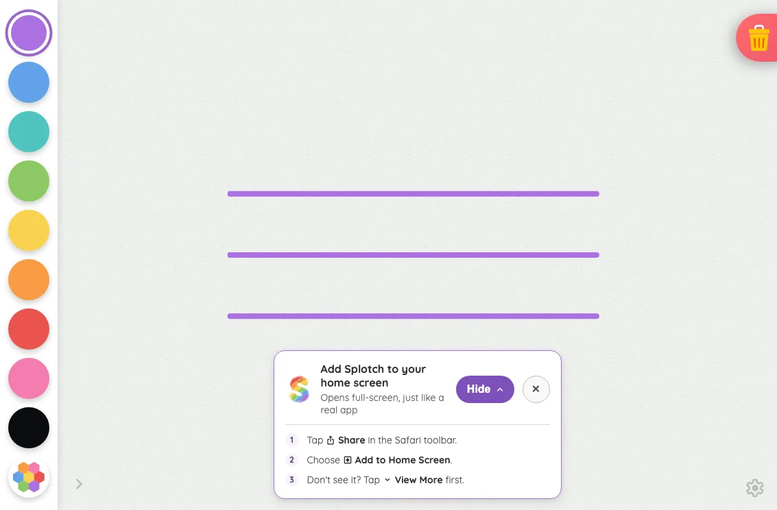 Install banner · instructions in light mode at iPad mini 7th Gen (2024) in landscape