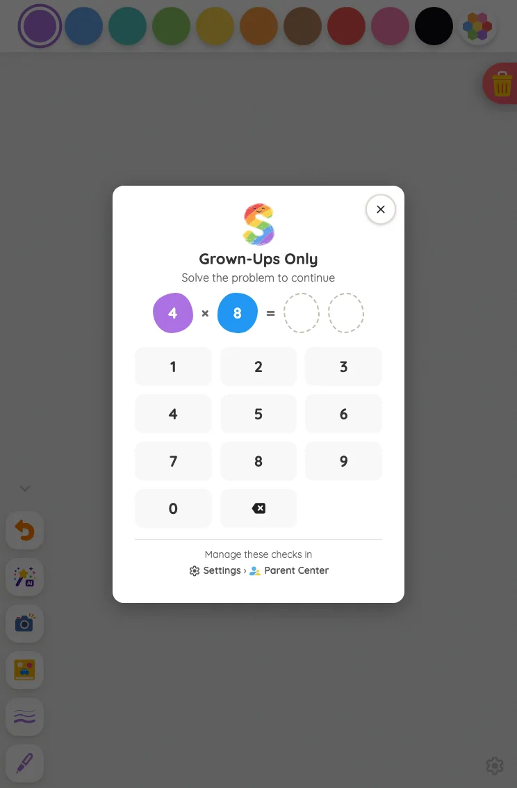 Grown-Ups Only gate in light mode at iPad mini 7th Gen (2024) in portrait