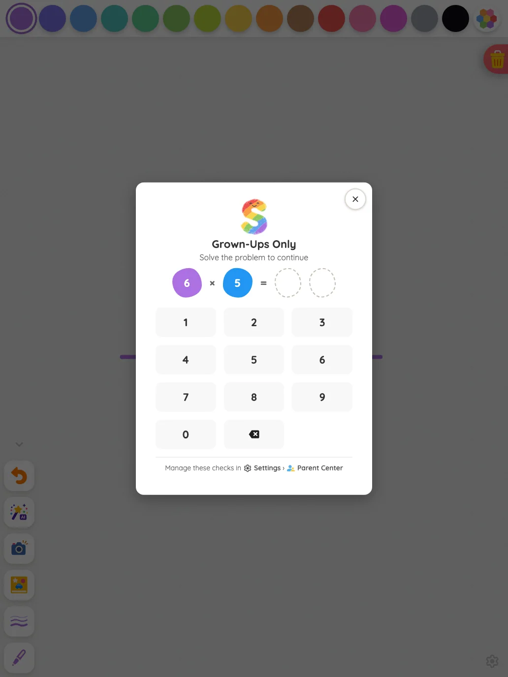 Grown-Ups Only gate in light mode at iPad Pro 13-inch (M4) in portrait