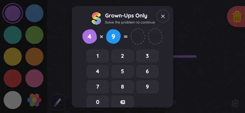 Grown-Ups Only gate in night mode at iPhone 13 mini in landscape