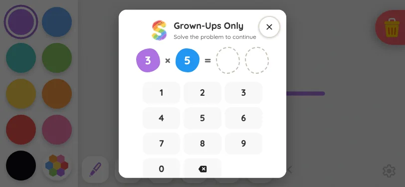 Grown-Ups Only gate in light mode at iPhone 13 mini in landscape