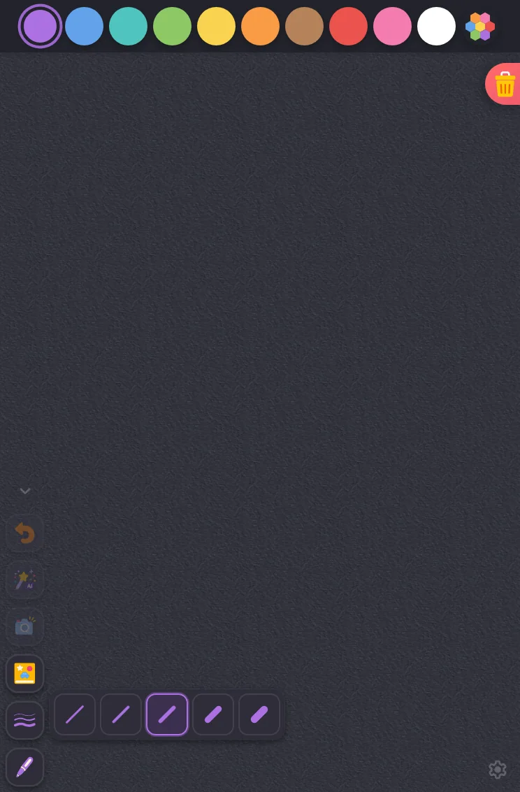 Stroke-width menu in night mode at iPad mini 7th Gen (2024) in portrait