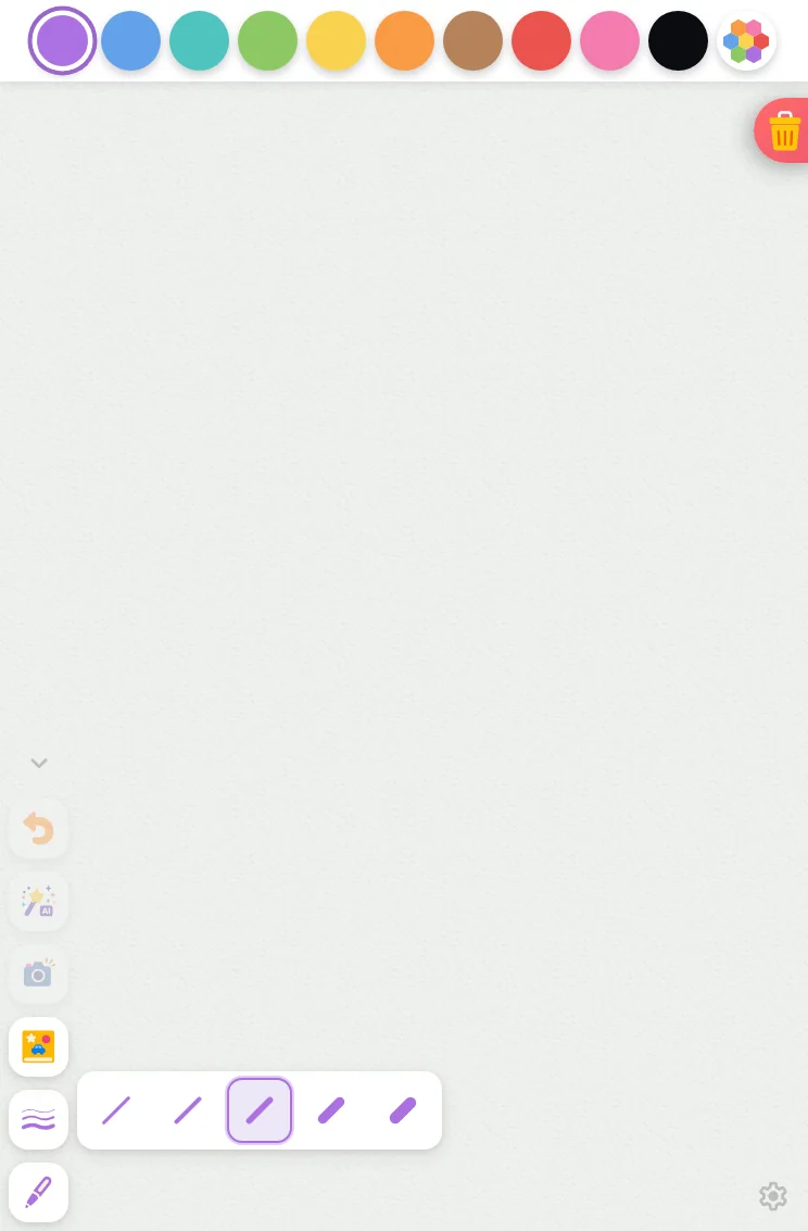 Stroke-width menu in light mode at iPad mini 7th Gen (2024) in portrait