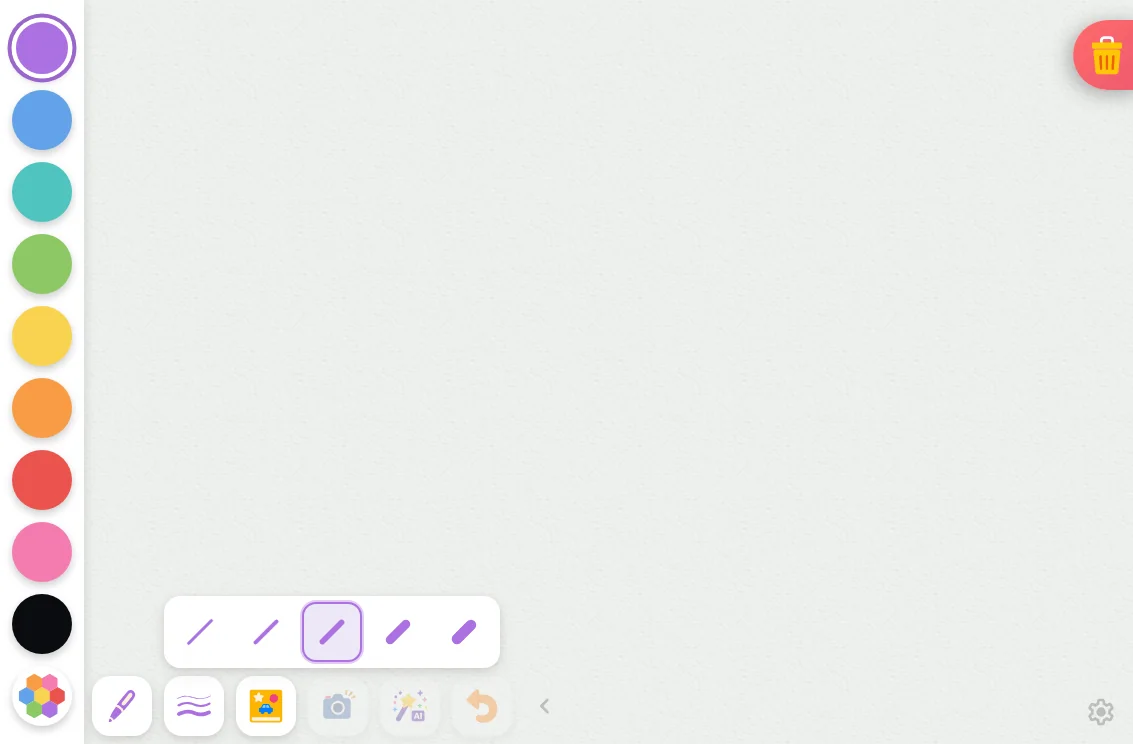 Stroke-width menu in light mode at iPad mini 7th Gen (2024) in landscape