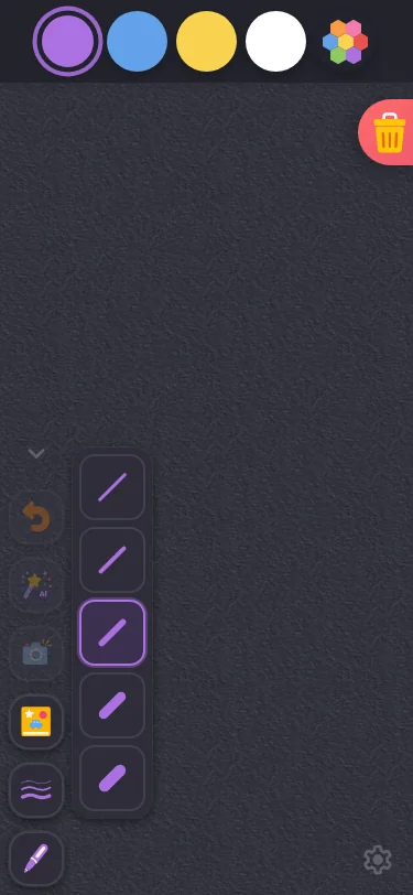 Stroke-width menu in night mode at iPhone 13 mini in portrait