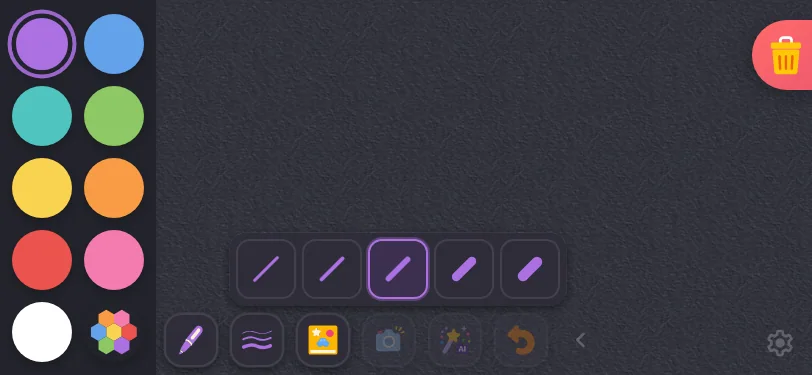 Stroke-width menu in night mode at iPhone 13 mini in landscape