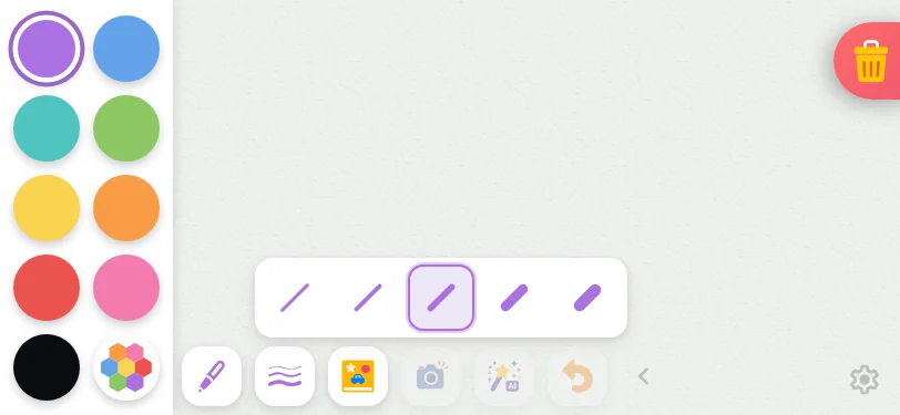 Stroke-width menu in light mode at iPhone 13 mini in landscape
